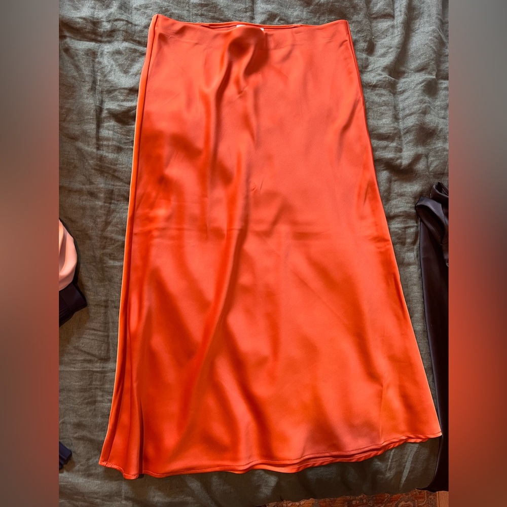 Rachel Zoe Orange Midi Slip Skirt for Cocktail